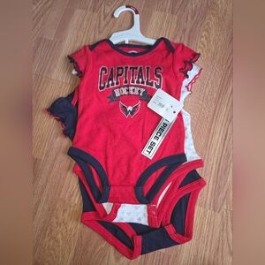 NHL Washington Capitals Baby One Piece 3-6 Months NWT 3pc Hockey 100% Cotton